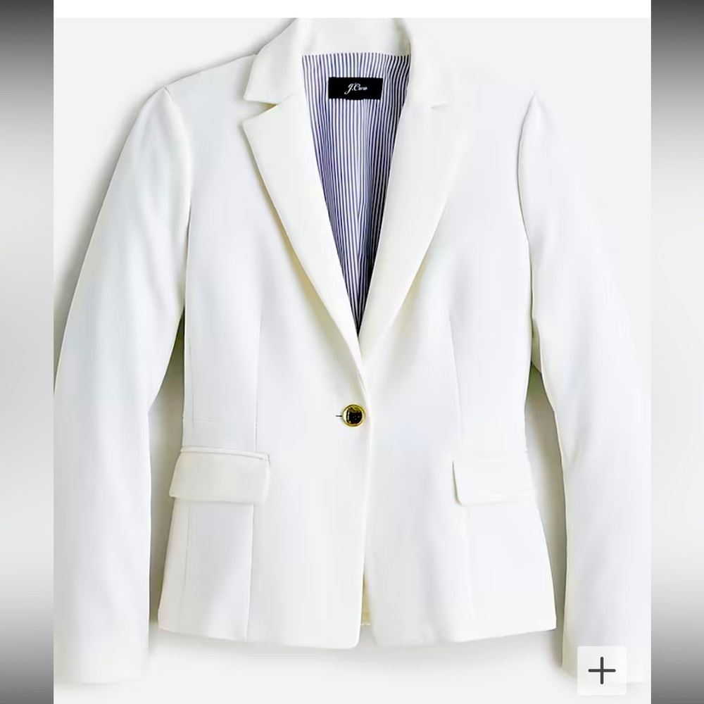 White Tailored Blazer with Notched Lapels and Fitted Silhouette - size 2T